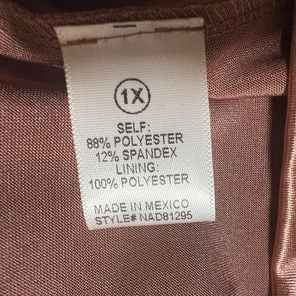 Fashion Nova Elegant Copper Satin Slip Dress with Side Slit Size 1X NEW - Picture 4 of 14